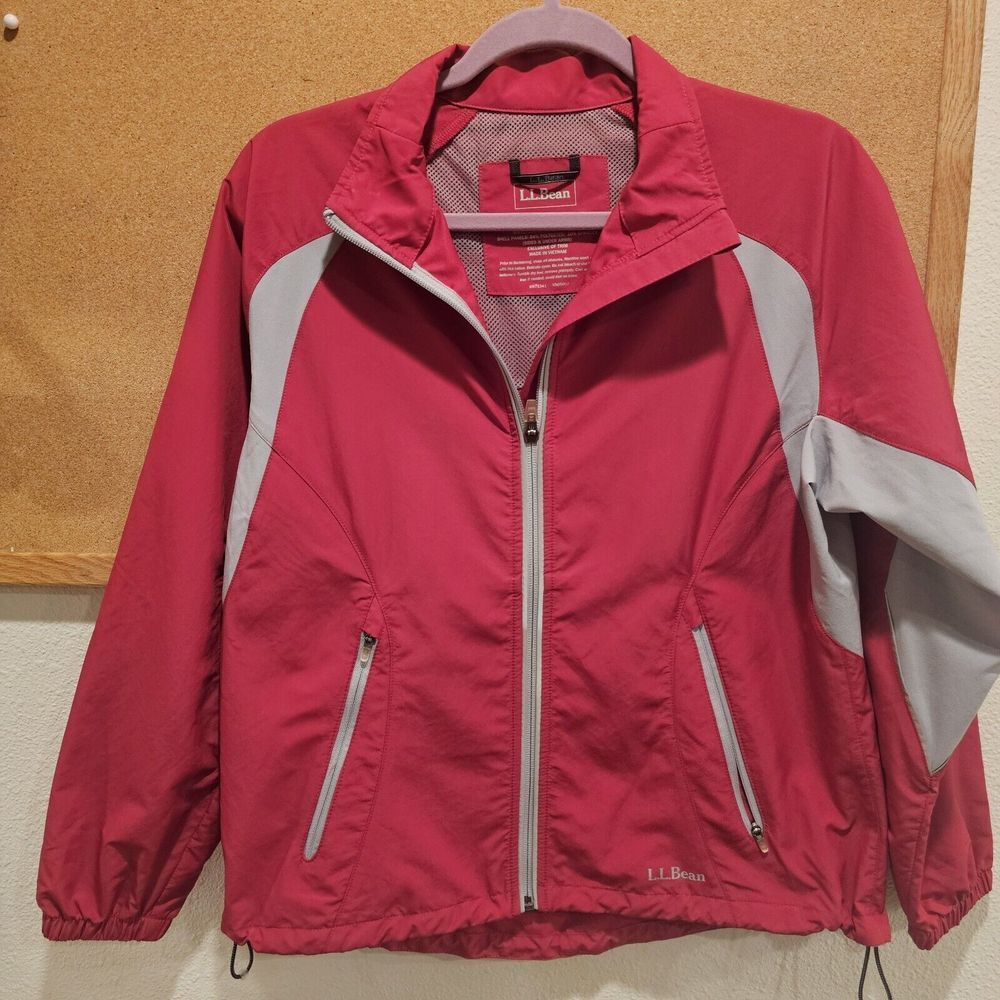 L.L.Bean Jacket Womens Medium Pink‎ Windbreaker 100% Nylon
